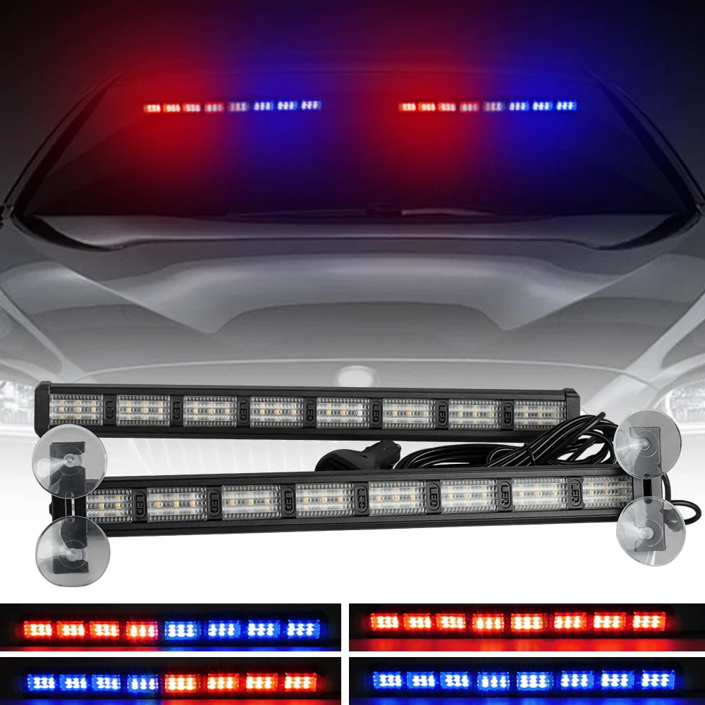 2 IN1 LED Car Front Windshield Safety Warning Light Changing Police Vehicles Strobe Emergency Signal Lamp 12V 24V