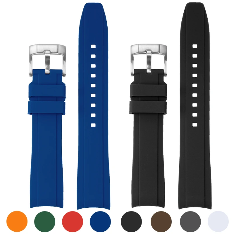 Силиконовый ремешок 20 мм 22 мм, резиновые водонепроницаемые ремешки для часов с изогнутым концом для Citizen для браслета Seiko, мягкий спортивный удобный браслет