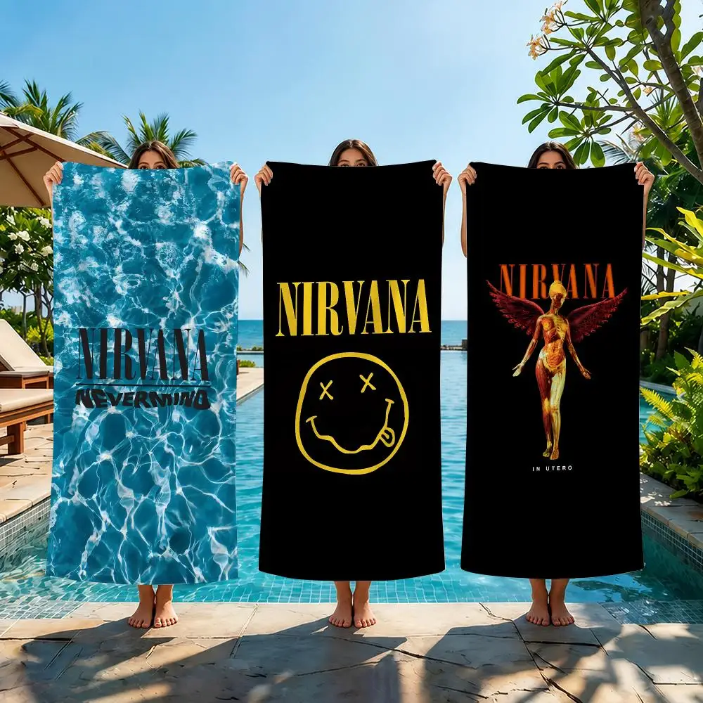 N-nirvana Rapper Singer Towel Beach Towel Quick Dry Absorbent Bath Towel For Swimming Gym Camping Outdoor Sunbathing