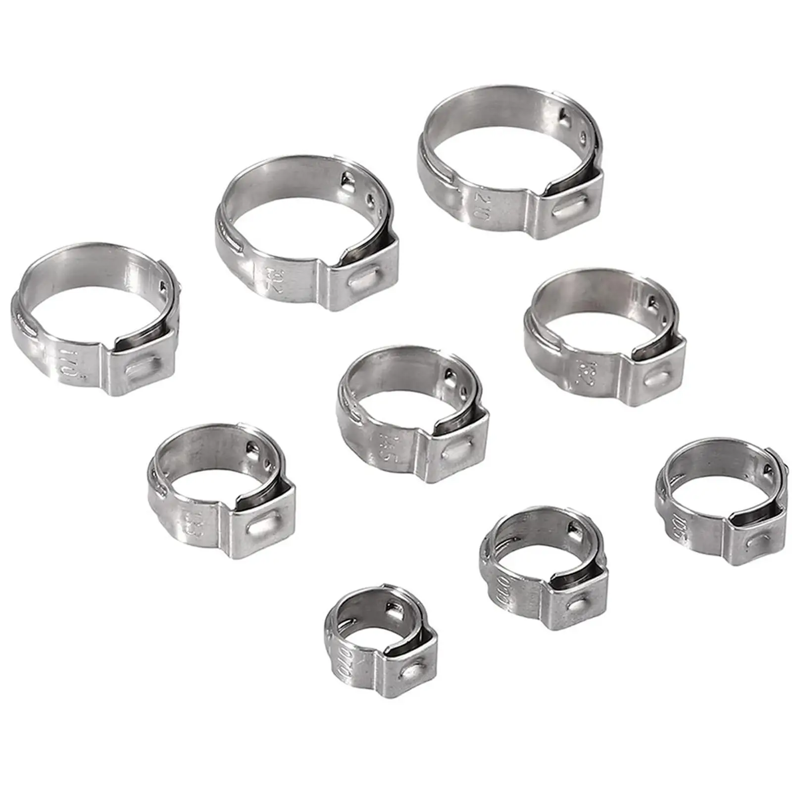 

Хомуты для шлангов с одним ушком 180x (9 размеров, 7-21 мм) для сантехники и садовых шлангов