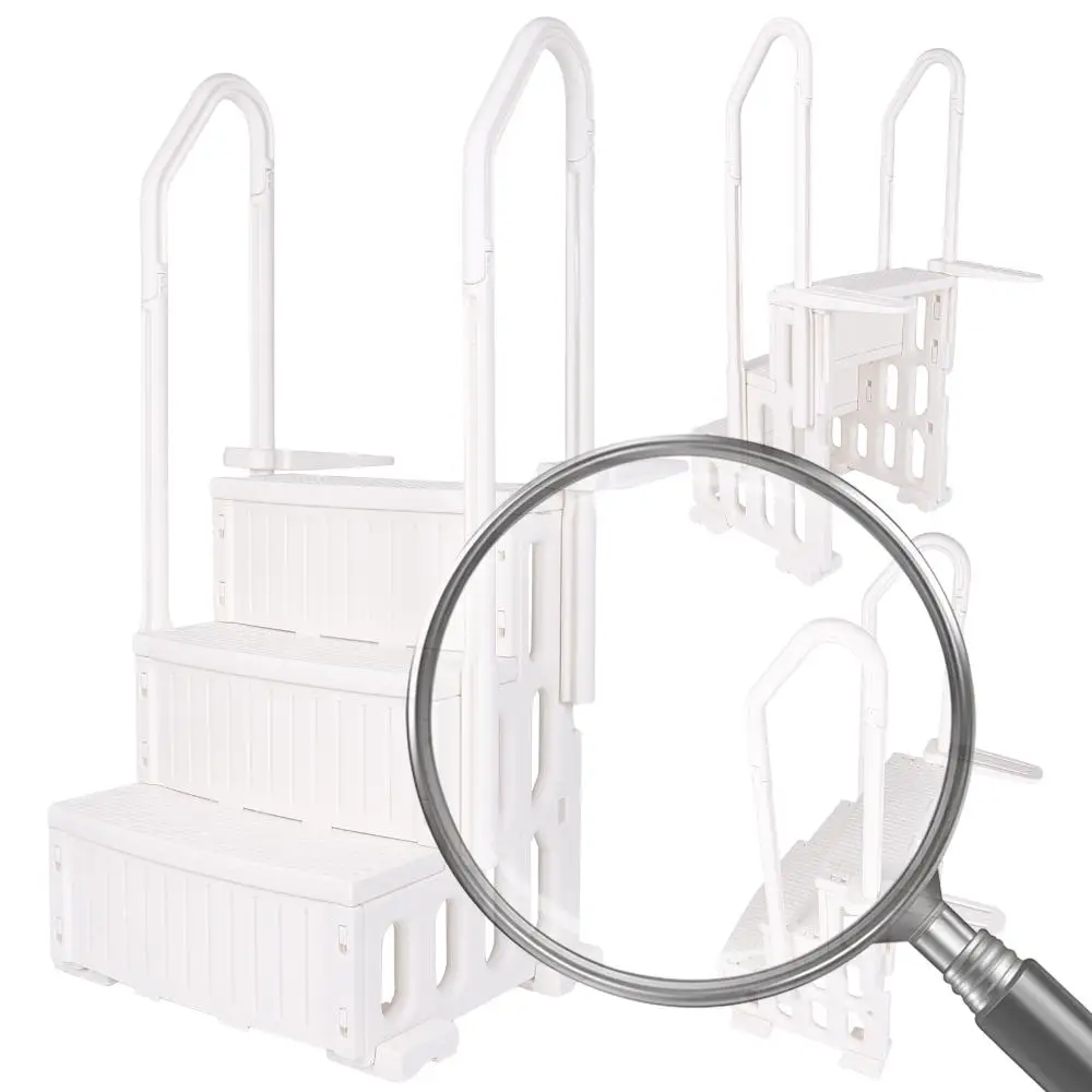 

3 Steps Detachable Dock Ladder Reinforced Pool Ladder Anti-Slip Plastic Pool Escalator for Pool Marine Boarding Ladder