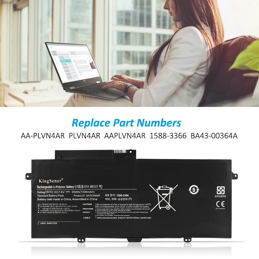 Imagem -02 - Bateria do Portátil Samsung Ativ Livro Além Disso 940x3g Ultrabook Série Np940x3g Aaplvn4ar 15883366 7.6v 55wh Kingsener-aa-plvn4ar