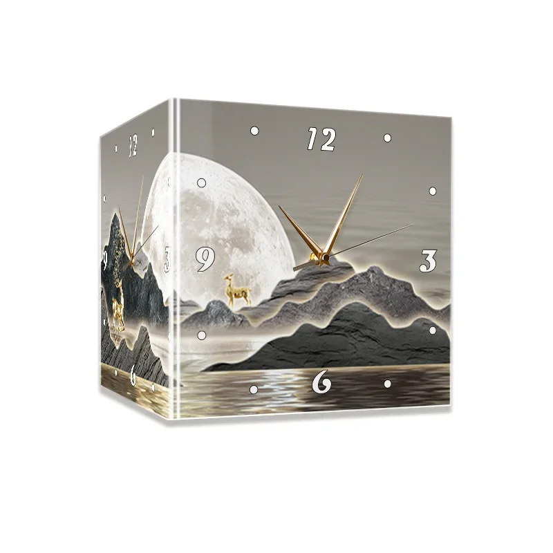 

Living room double-sided corner wall clock no punching creative clock
