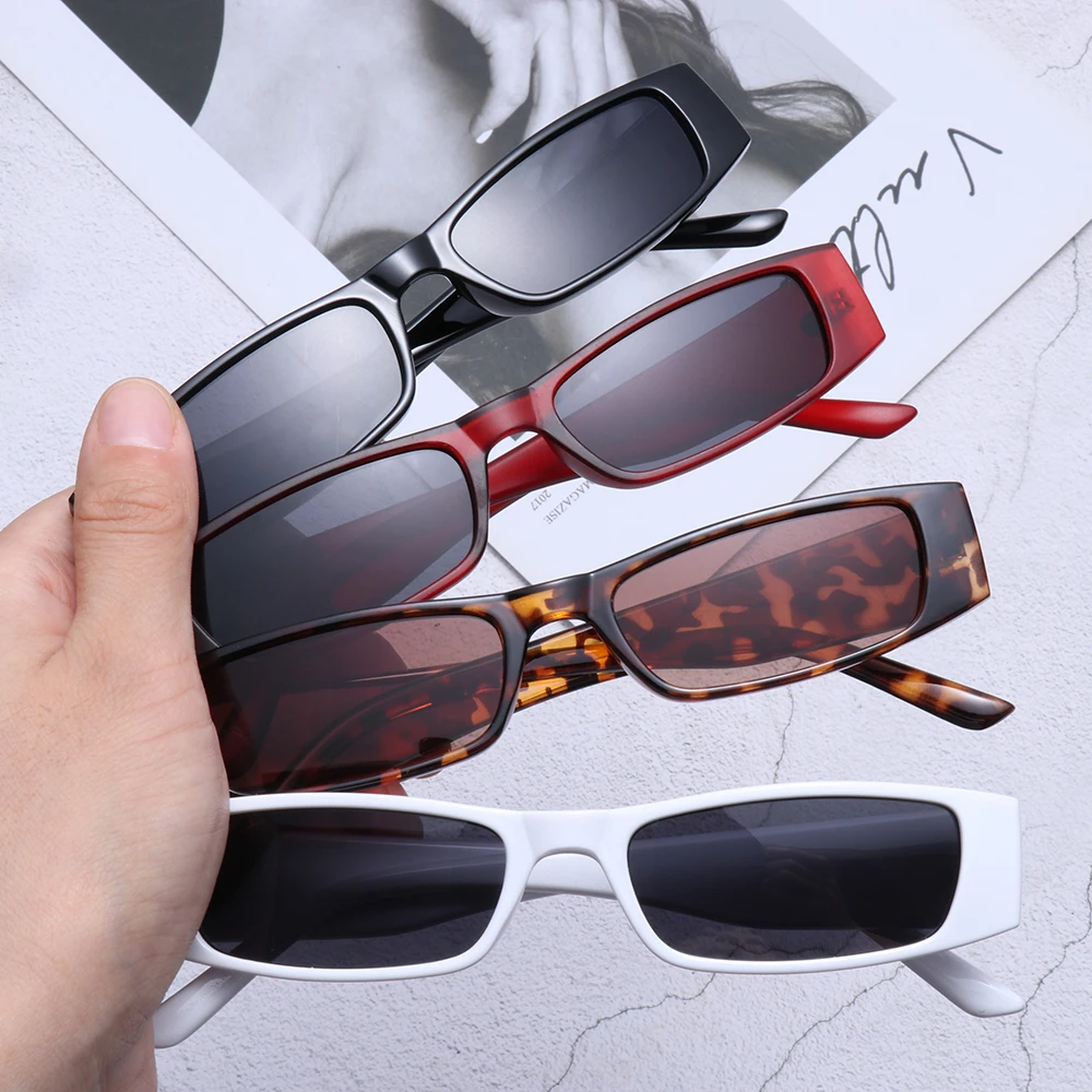 Small Rectangle Sunglasses Women Men Retro Narrow Frame Leopard Vintage Square Sun Glasses Female Punk Cat Eye Eyewear Oculos