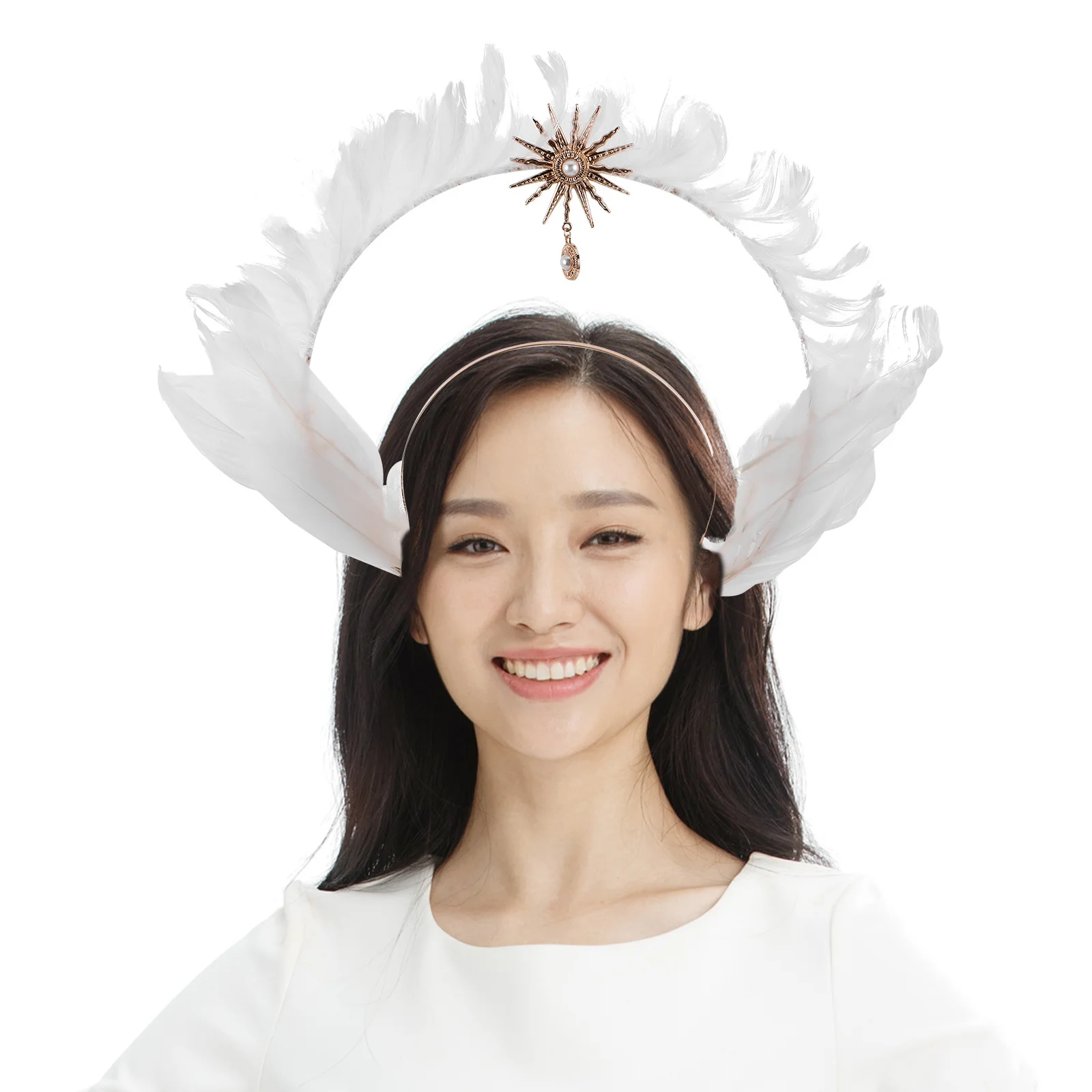 

Halloween Headpiece Mary Goddess Headdress Crown Headband Tiara Hair Accessories Costume for Party Cosplay Masquerade