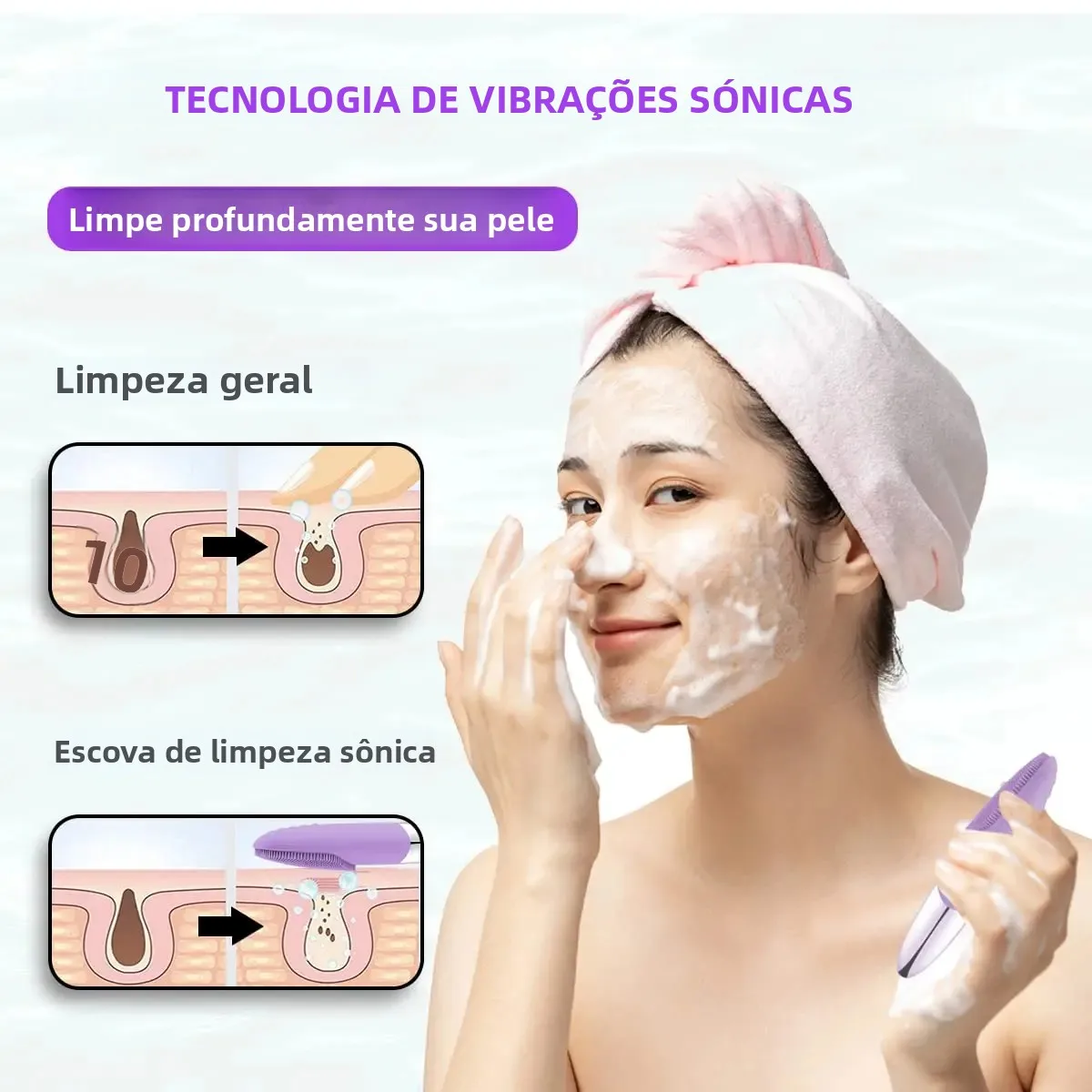 فرشاة تنظيف الوجه الكهربائية من السيليكون، جهاز تنظيف عميق لتدليك الاهتزاز بالموجات فوق الصوتية، قابل لإعادة الشحن عبر USB #2