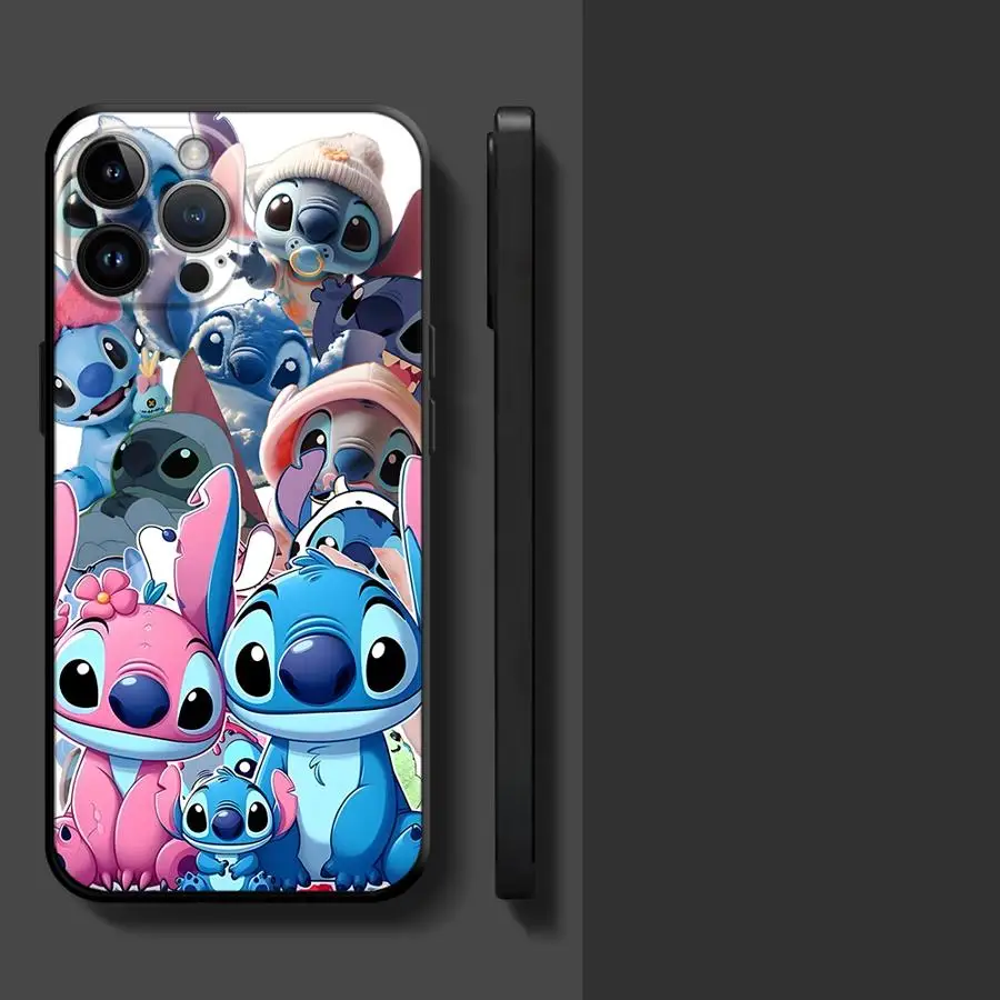 Funda de teléfono de bebé de punto bonito de Disney para Apple iPhone 13 Pro XR 14 15 11 16e 8 Plus 16Pro Max SE XS X 12 Mini 7 6s negro suave
