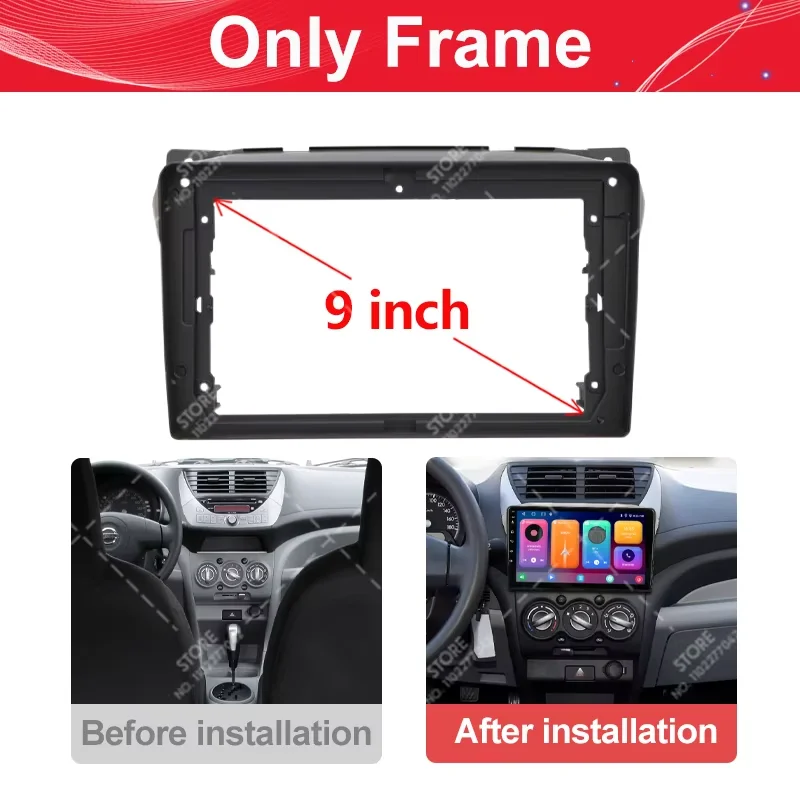 Car Multimedia Radio Frame Fascia For Suzuki Alto Nissan Pixo 2009 - 2013 2 Din Dashboard Panel Frame Navigation Panel Kit Parts