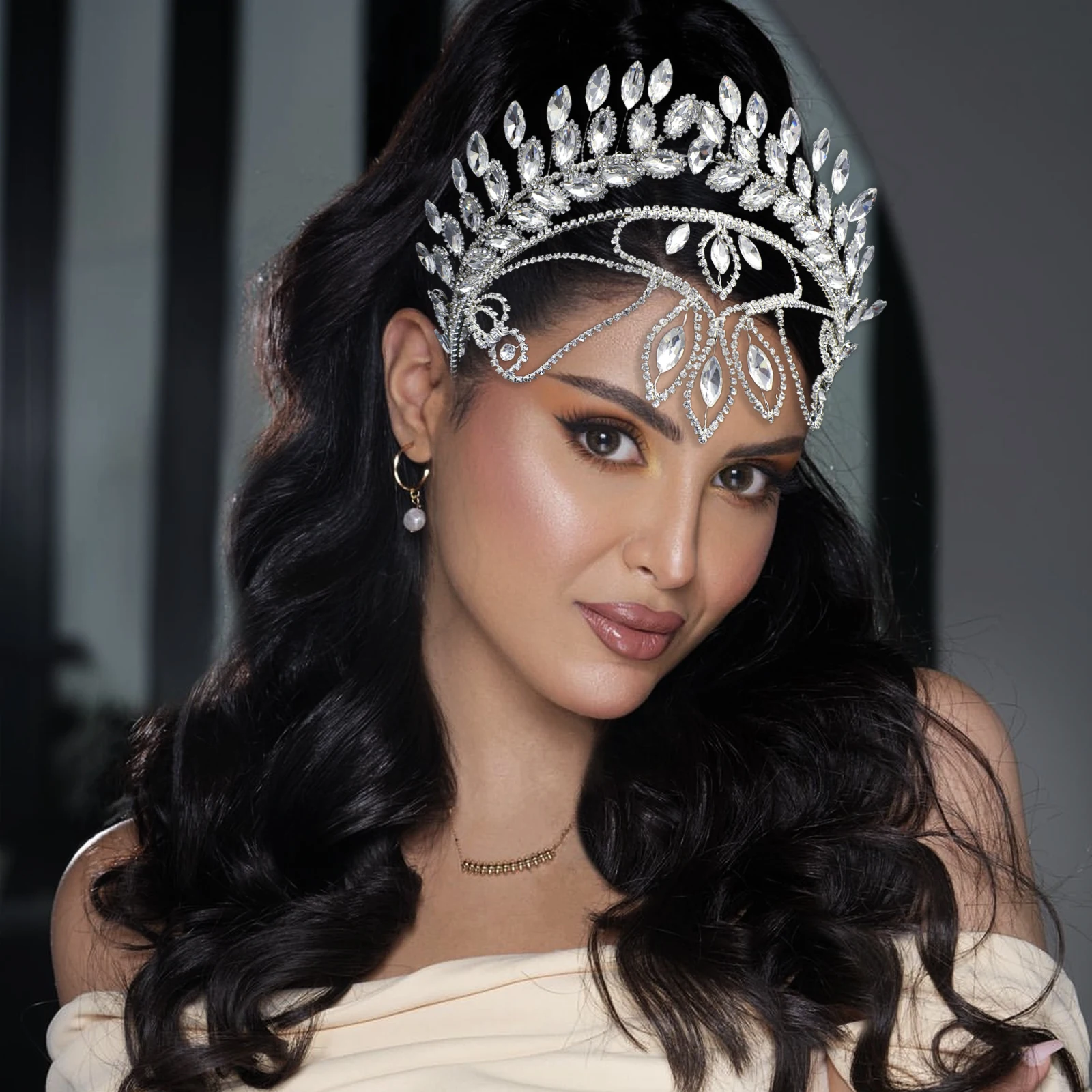 DZ130 Crystal Bridal Tiaras And Crowns Rhinestone Prom Diadem Headband Wedding Hair Accessories Jewelry Bride Hairbands