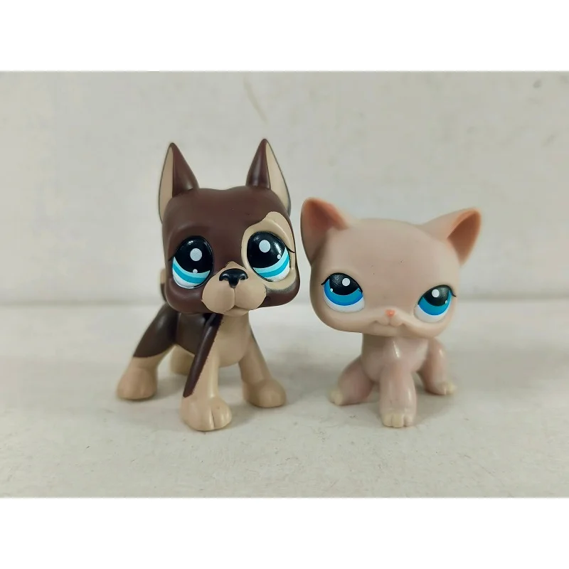 2 개/몫 미니 애완 동물 가게 장난감 갈색 개 핑크 고양이 # 817 # 228 동물 LPS 피규어