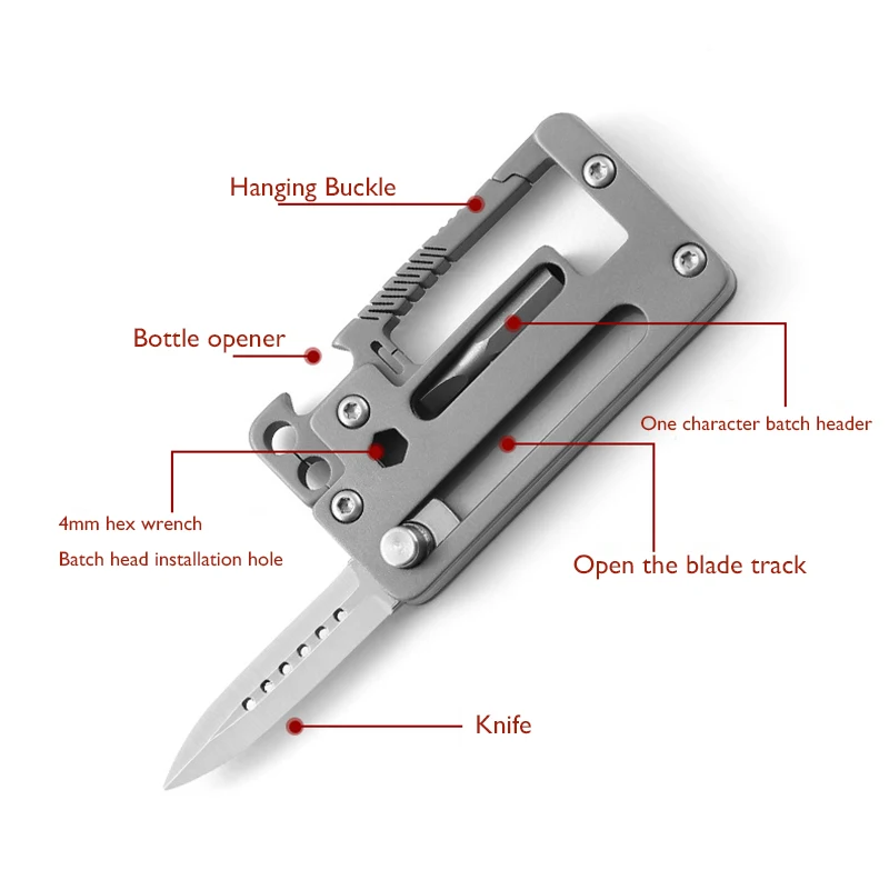 5 w 1 brelok ze stopu tytanu nóż składany klucz wielofunkcyjny śrubokręt korkociąg Outdoor EDC narzędzie do samoobrony ostrze 5CR