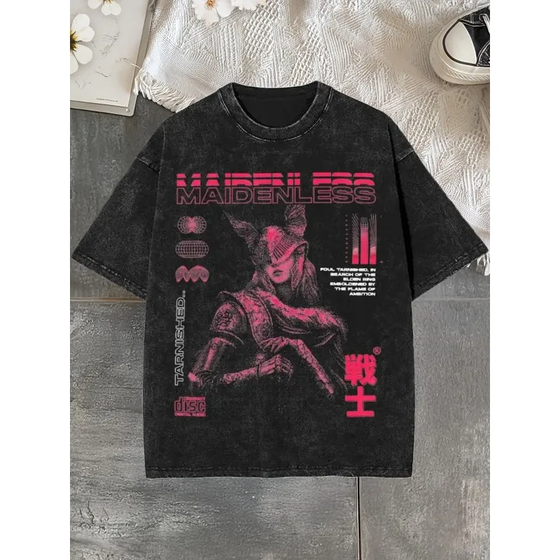 Women Men Malenia Blade Of Miquella Washed Round Neck T-Shirt 6 Sizes Available Summer Stylish Maidenless