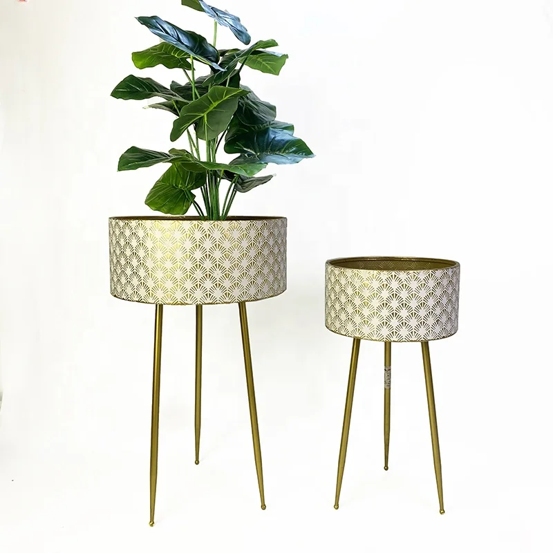 

Набор цветочных горшков Lander Gold Iron Flower Pots с металлической подставкой для растений и угловой полкой