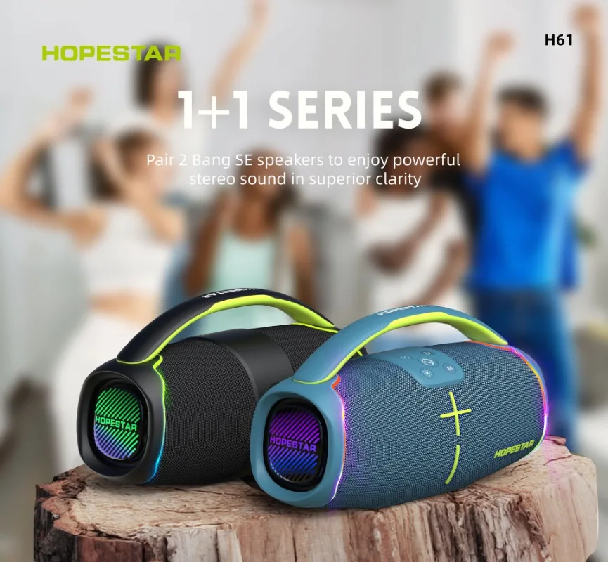 H61 Caixa De Som Hopestars Portable Bluetooth Speaker 50W Powerful Outdoor Waterproof Heavy Bass HIFI Surround Stereo Boombox