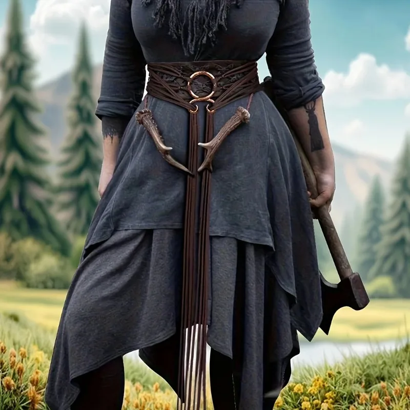 Ceinture nouée à anneau en corde longue médiévale pour femmes, taille de sorcière nordique, ceinture en corde nouée, accessoires de Costume Viking Renaissance