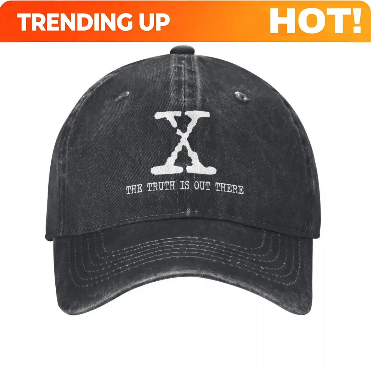 Customization Fashion The X-Files The Truth Is Out There Baseball Caps Unisex Distressed Denim Headwear TV Shows Outdoor Summer