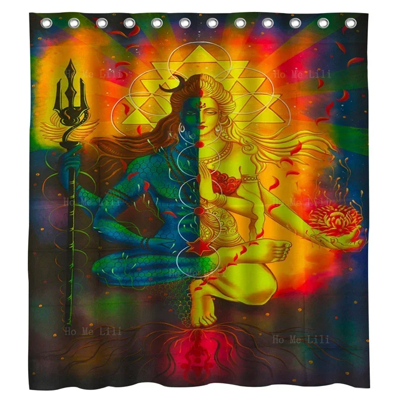 Lord Shiva And Shakti Spiritual Chakra Healing Meditational Powerful Painting Waterproof Shower Curtain By Ho Me Lili With Hooks