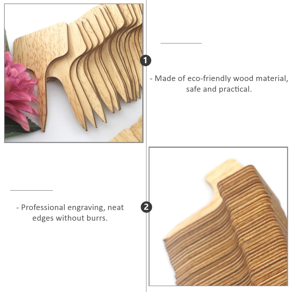 

50pcs 1 Set Wooden T-Shape Plant Labels Succulent Garden Markers Eco-Friendly Engraved Mini Lightweight Tags For Home Botanical