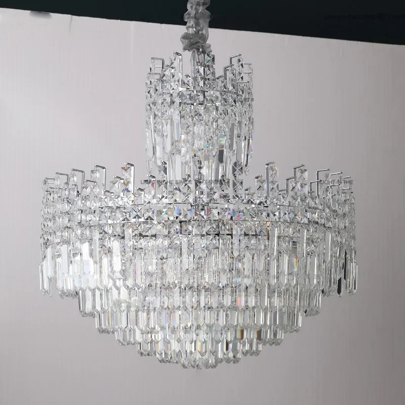 

Postmodern Light Luxury Hall Chandelier High-End Luxury Duplex Staircase Long Chandelier New Villa Clean Crystal Chandelier