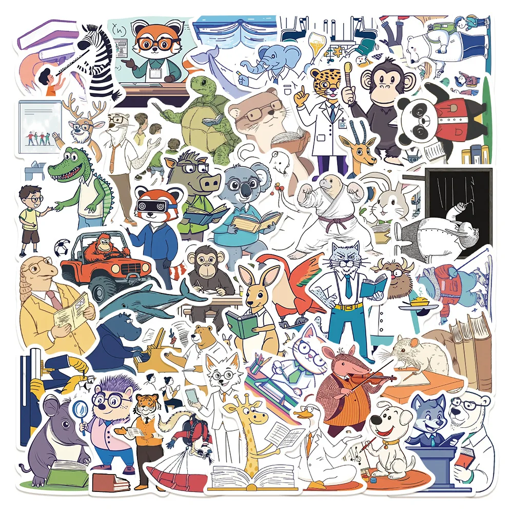 

10/30/50PCS Cute Cartoon Lines Animal Education Stickers Creative Decorative Suitcase Mobile Phone Case Skateboard Decal Toys