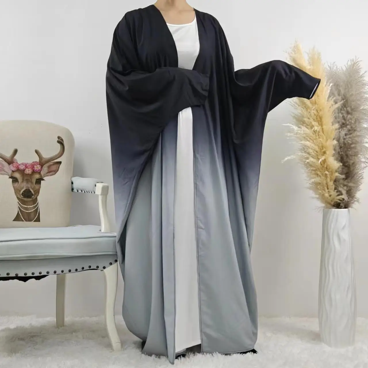 

Plus Size plus Size Cardigan Robe Dr Long Sve Commute Sle Polyester Fiber 2024 Spring Season Floor-Length Gown