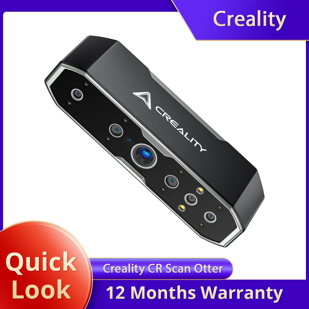 Creality Otter 3D Scanner 20fps Scan Speed, 0.02mm Accuracy, 4-lens Stereo Vision, 24-bit Color Scanning, 0.05-2mm 3D Resolution