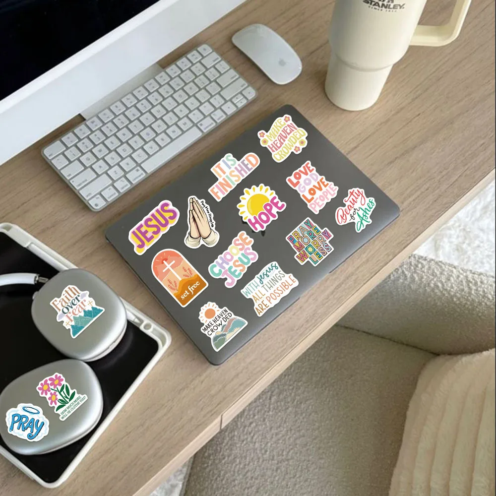 52PCS Jesus Christian Stickers Colorful Graffiti Decals For Laptop Luggage Skateboard Notebooks Fridge Cartoon Stickers Toy Gift