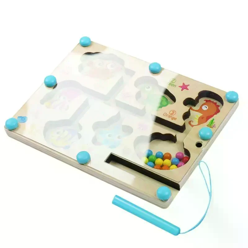Children Magnetic Pen Moving Ball Game Color Sorting Counting Board Training Educational Toys