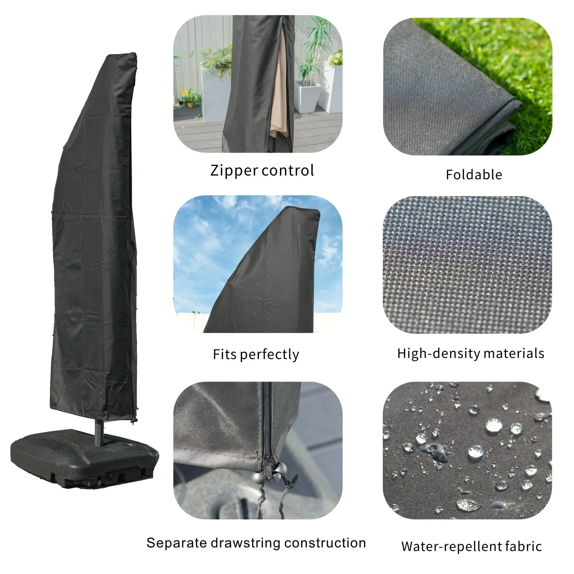*Zipper Cover Outdoor Patio Cantilever Umbrella Stylish & Functional Base For Your Outdoor Space
