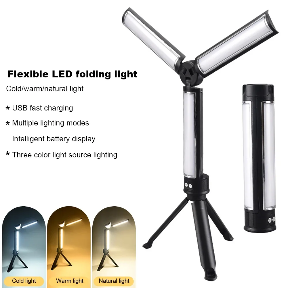 

LED Work Light Rechargeable Camping Light with Tripod Tent Lantern 3 Brightness Camping Lantern for Hiking Fishing Camping