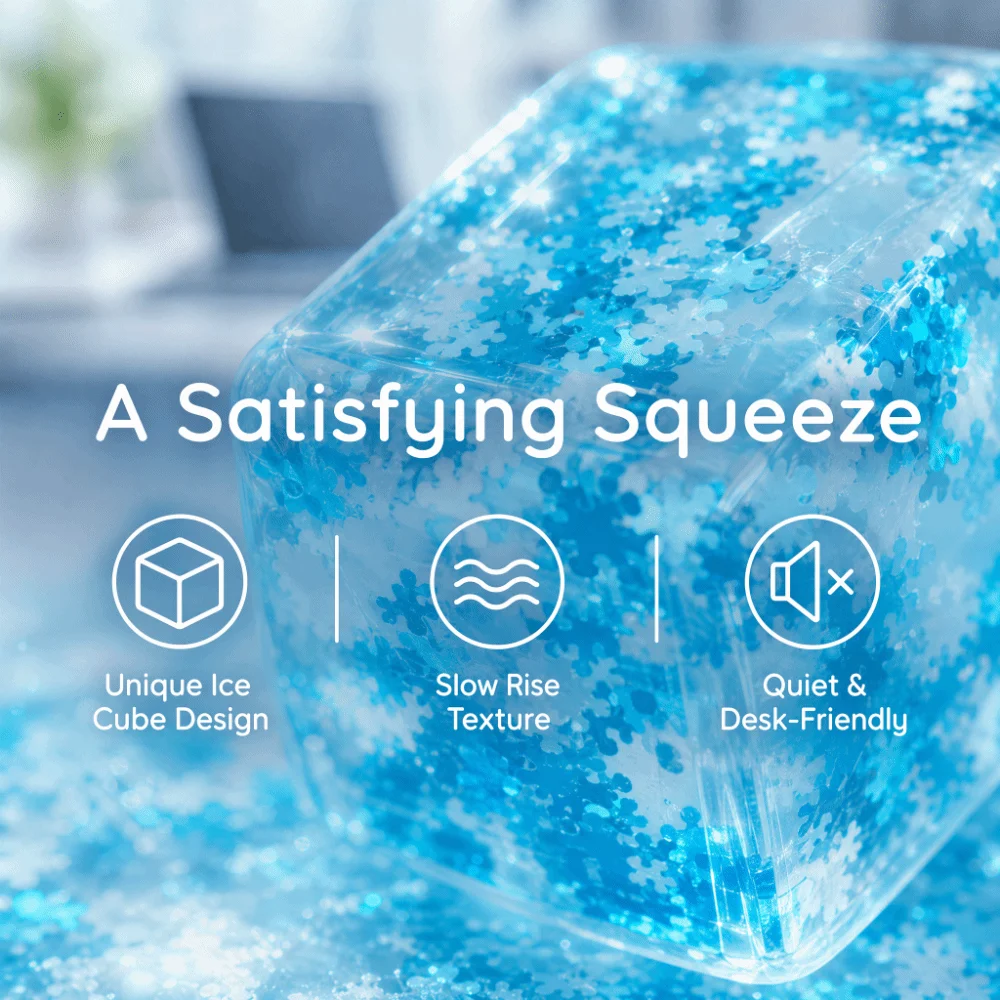 Ice Cube Shape Stress Relief Slow Rise Anti-stress Fidget Squeeze Non-Bounce Transparent Ball Sensory Squishy