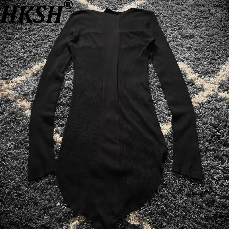 HKSH Spring Summer New Men Tide Dark Niche Design Long Sleeve Tees Irregular Cross Printed Pattern Punk Chic Ins T-shirt HK21674