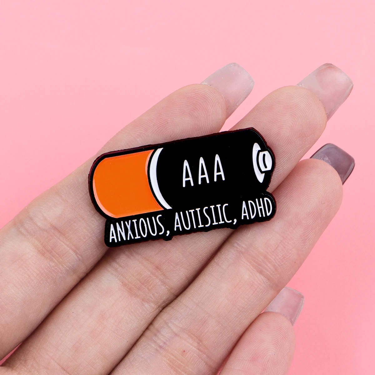 ADHD Battery Enamel Pin Autism Lapel Pins for Backpacks Brooches for Women Fashion Jewelry Accessories Friends Gift