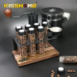 Coffee Beans Storage Container Display Rack Single Dose Glass Tube With Funnel Spice Tea Containers Espresso Barista Accessories