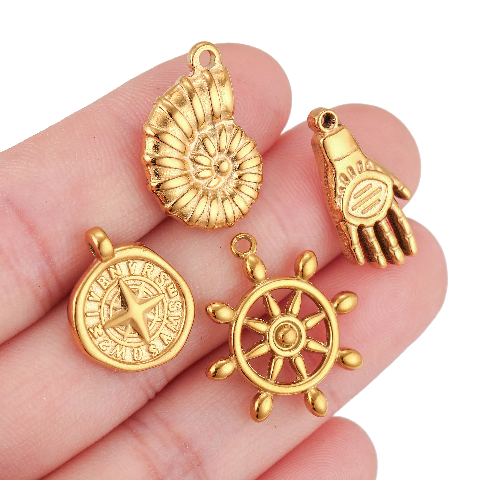 3Pcs Ship Helm/Key/Hat Charm for Jewelry Making Stainless Steel Personality Sailor Navy Pendant DIY Bracelets Necklace Accessory - view 3