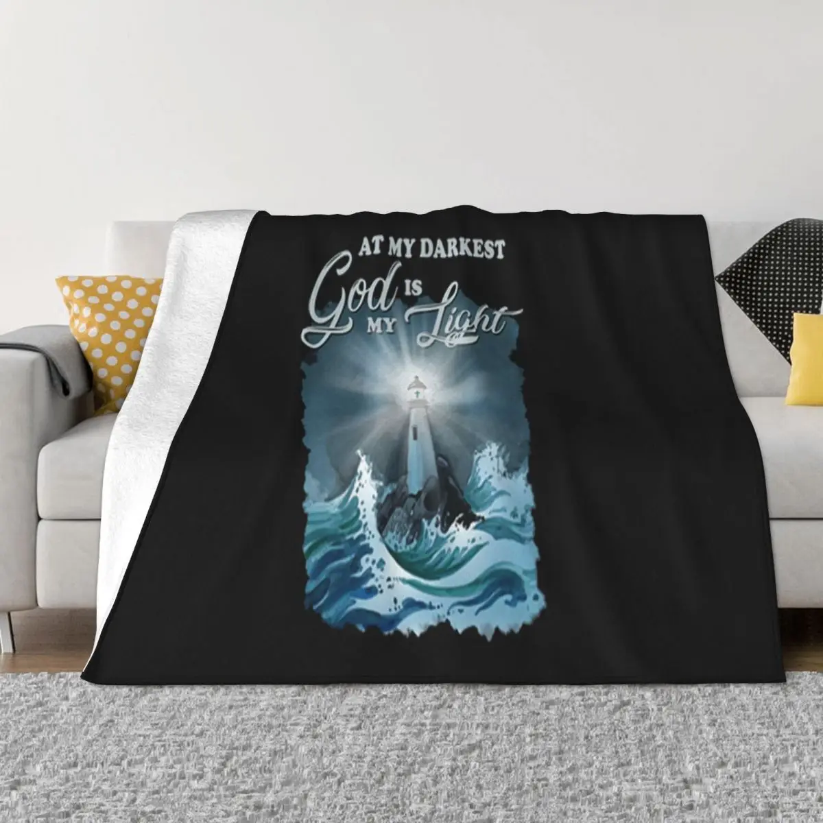 At My Darkest God Is My Lighthouse Jesus Christian Hot Sale Vintage Retro Good Quality Print Throw Blanket