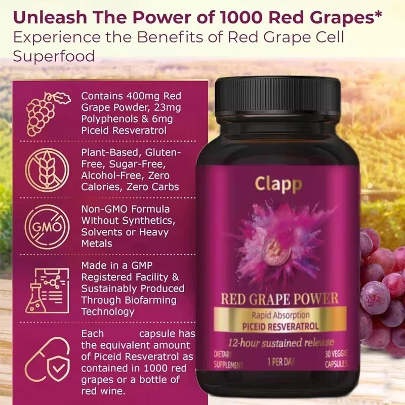 12 hours 60 capsules of resveratrol are available for 30 days.