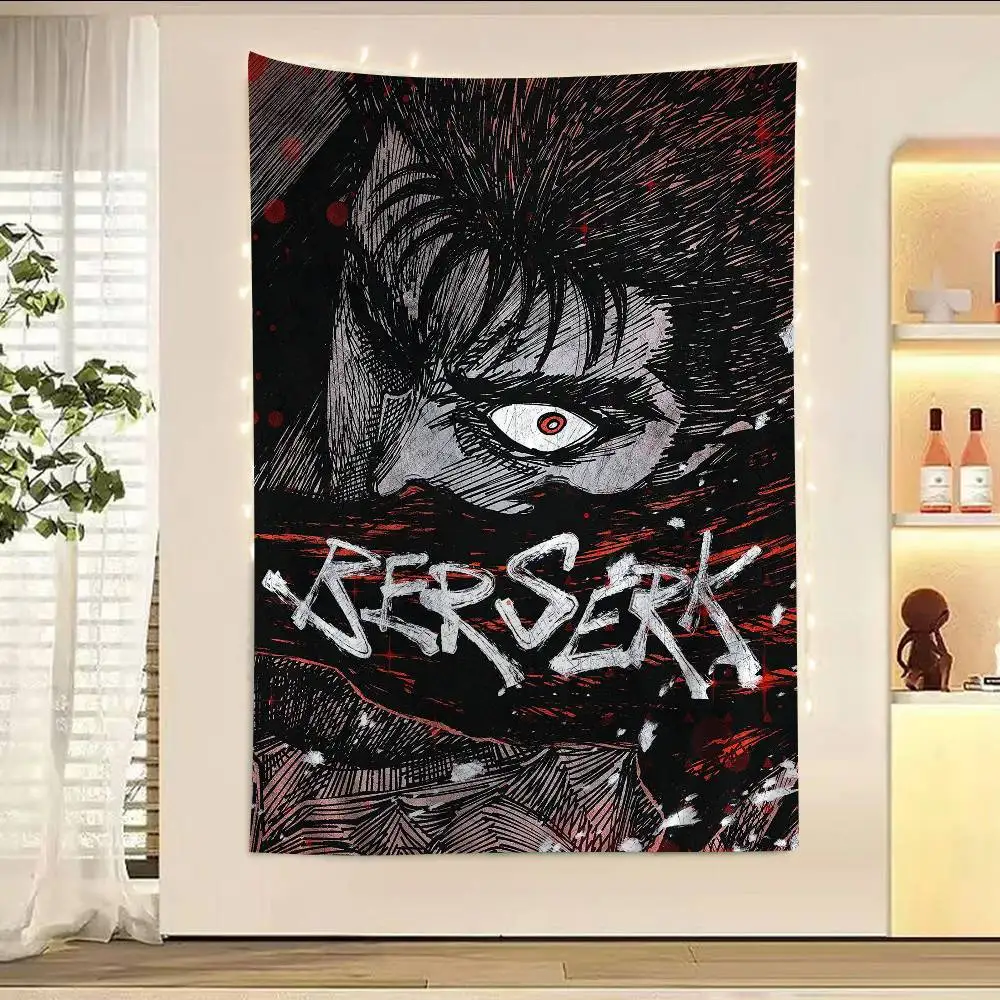 Tapiz bohemio colgante de Anime oscuro Berserk, alfombras de pared Hippie de Tarot, tapiz japonés para dormitorio