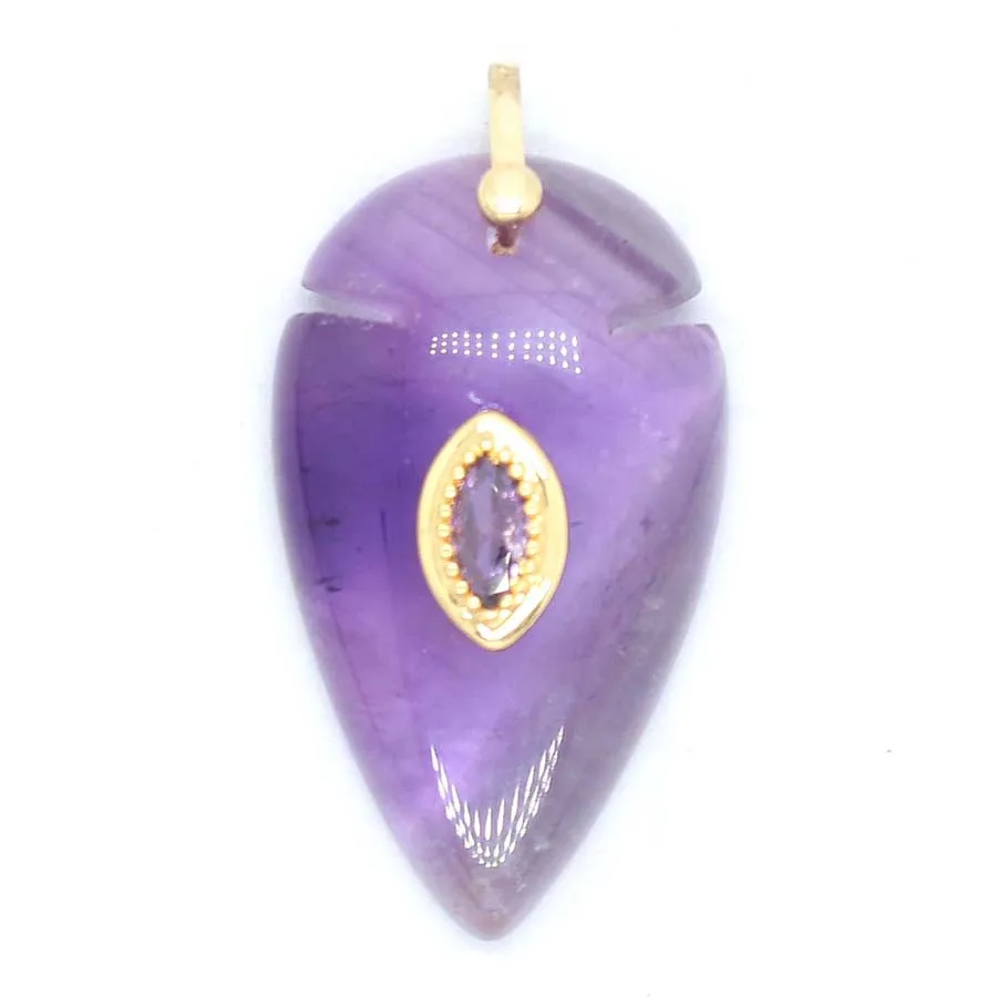 Charm Natural Healing Crystal Water Drop Stone Pendants For Women Amethyst Quartz Inlay Devil's Eye Zircon Choice Men Jewelry