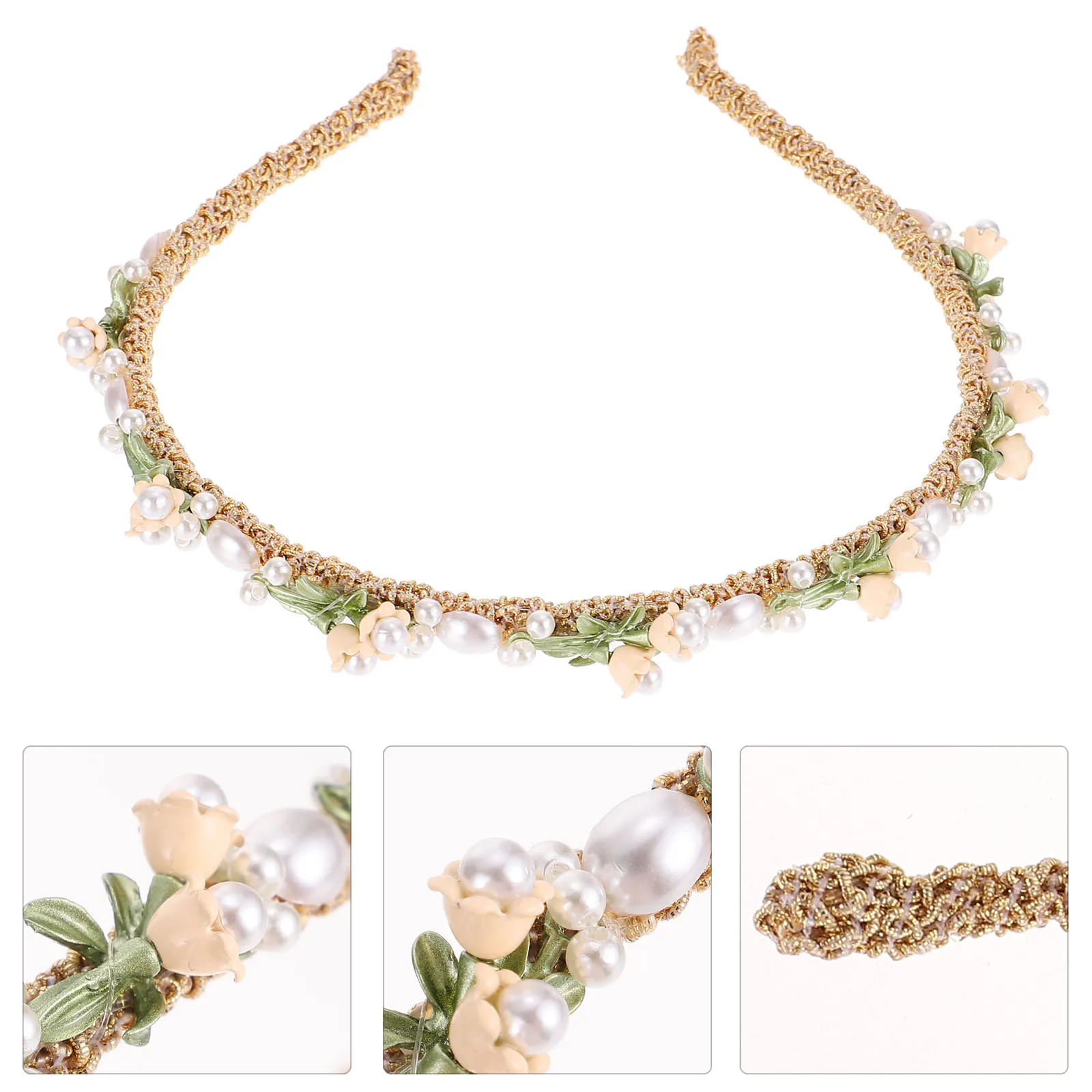 

Lily Of The Valley Headband Girls Hair Bands Wedding Bridal Floral Pearl Vine Accessories Party Banquet Celebration Daily Wear