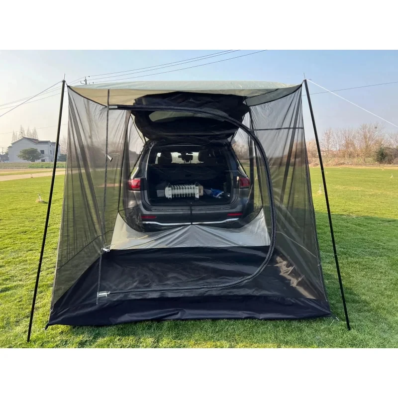 Overland Multi-Person Iron Frame Car Rear Extension Tent Rainproof Sunsh Family BBQ Shelter For Self-Driving Ventilated