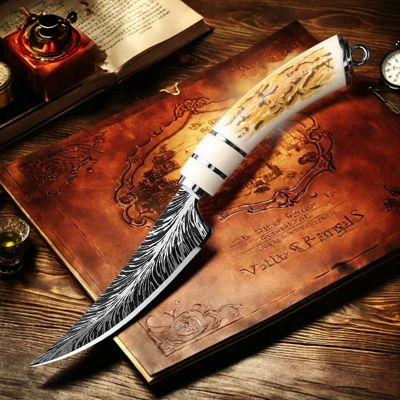 Boning Knife With Sharp Curved Blade For Gift Box Kitchen High Hardness Forging Damascus Texture Knife Sharp Fruit Knife