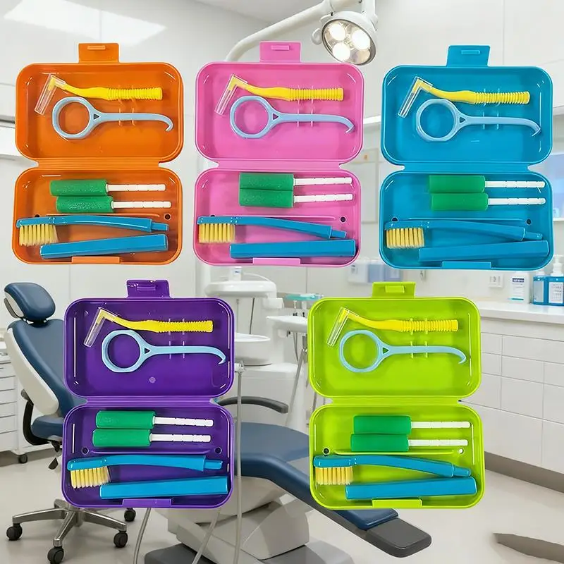 

1 комплект, наборы для ухода за зубами, ортодонтическая щетка для ухода за полостью рта, скребок для языка, межзубная щетка, портативный чехол для путешествий, чистая гигиена