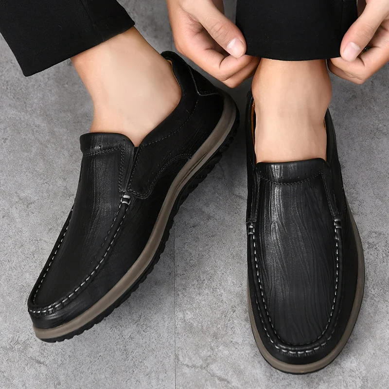 Loafers Mens Genuine Leather Handmade Driving Men Shoes Casual Italian Luxury Brand Loafers Shoes With Fur Warm Shoes