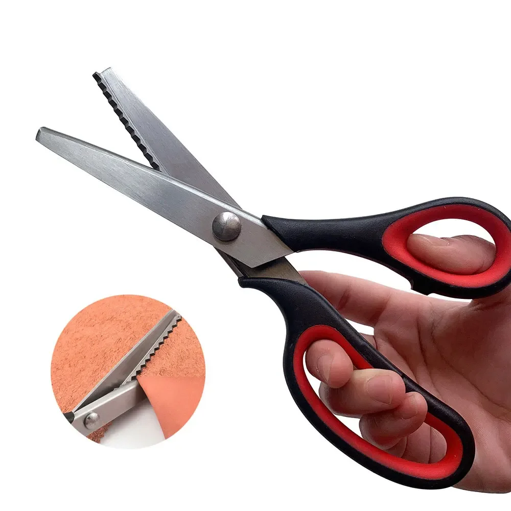 Stainless Steel Blade PP non-slip Handle Sawtooth DIY Fabric Tailor Scissors Sewing for Fabric Professional Hand Tools For Home