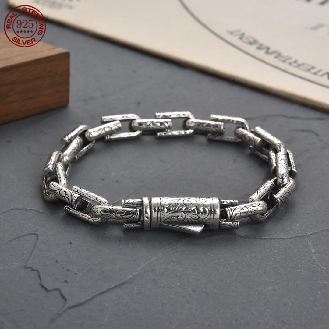 

Factory directly supply S925 men's and women's rattan grass bracelet retro simple overpowering hip hop bracelet