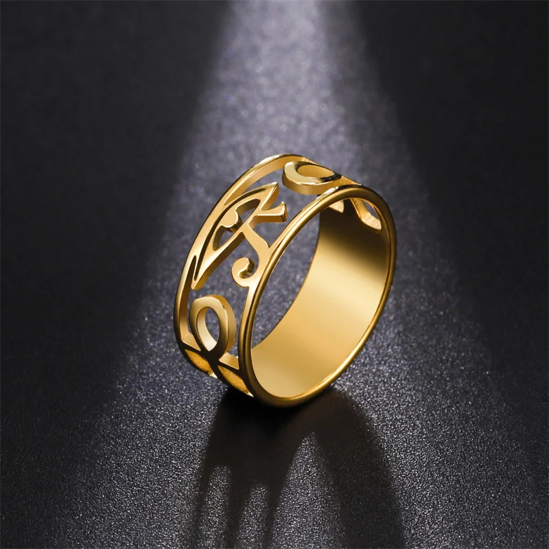 Viking Stainless Steel Rings for Women Men Punk Egyptian Eye of Ra Horus Rings Lightning Pendent Jewelry Gifts anillos mujer