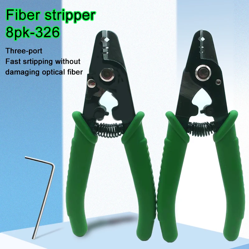 Fiber Stripping Pliers 8PK-326 Tri-Hole Clamp Fiber Optical Wire Stripper FTTH Tool SM FIber Cable Wire Strippers Free Shipping