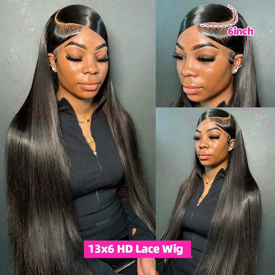 Wig rambut manusia HD 13x6 250% lurus tulang 40 inci renda depan Wig rambut manusia lurus Brasil transparan 13x4 Wig Frontal renda