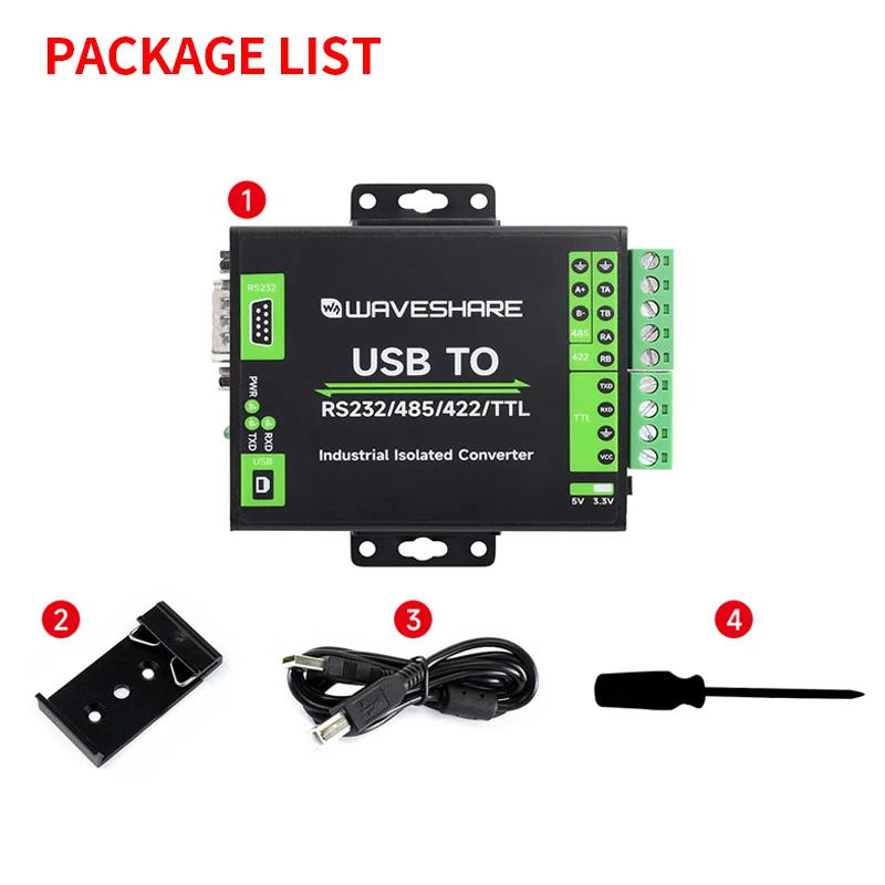 FT232RNL USB TO RS232/485/422/TTL Interface Converter Industrial Isolation Aluminium Case Support Mac Linux Android Windows